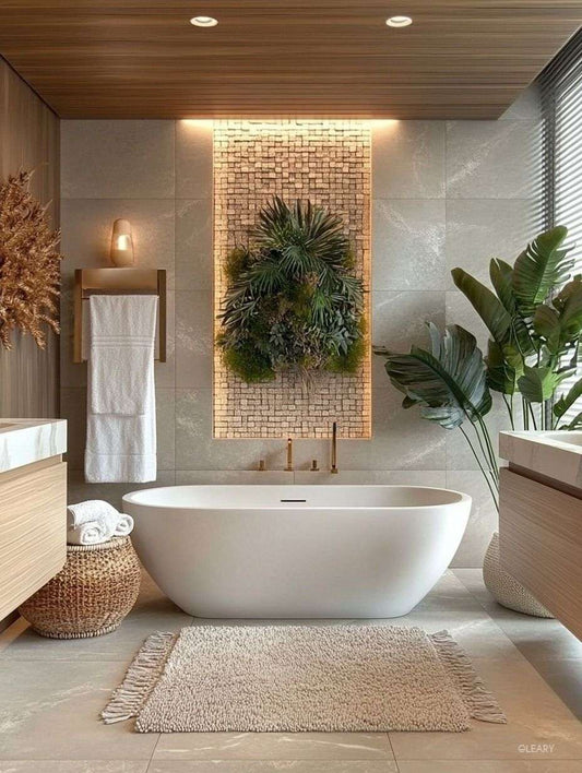 Modern Minimalist Practical Bathroom: Freestanding Bathtub Creates a Fresh Space