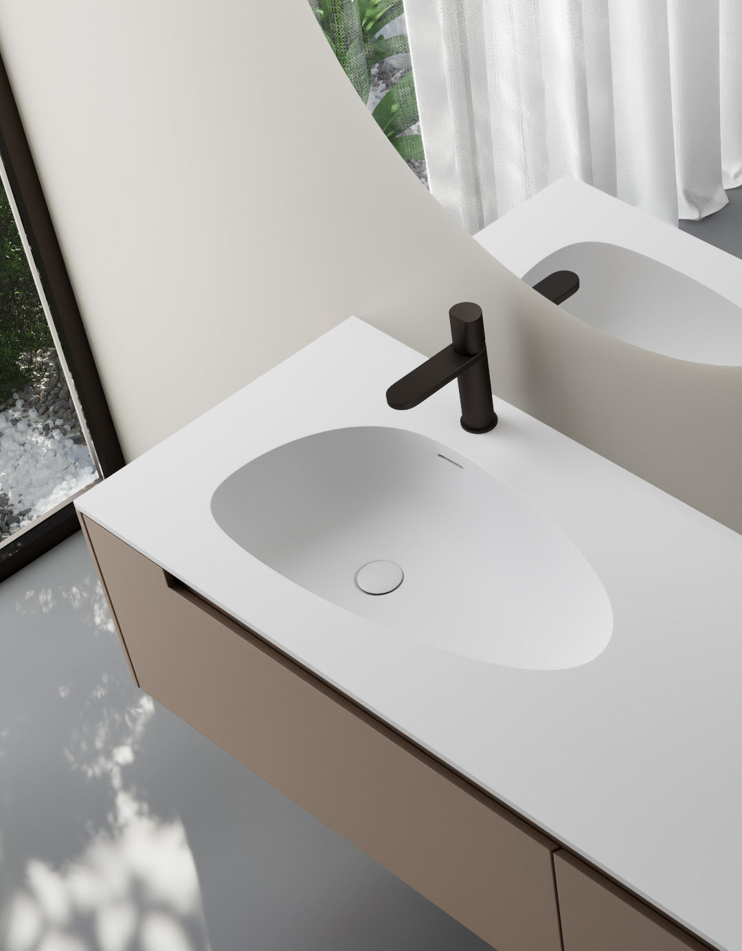 Elegant Man-Made Stone Vanity Basin – Durable & Long-Lasting, Perfect for Modern Bathrooms