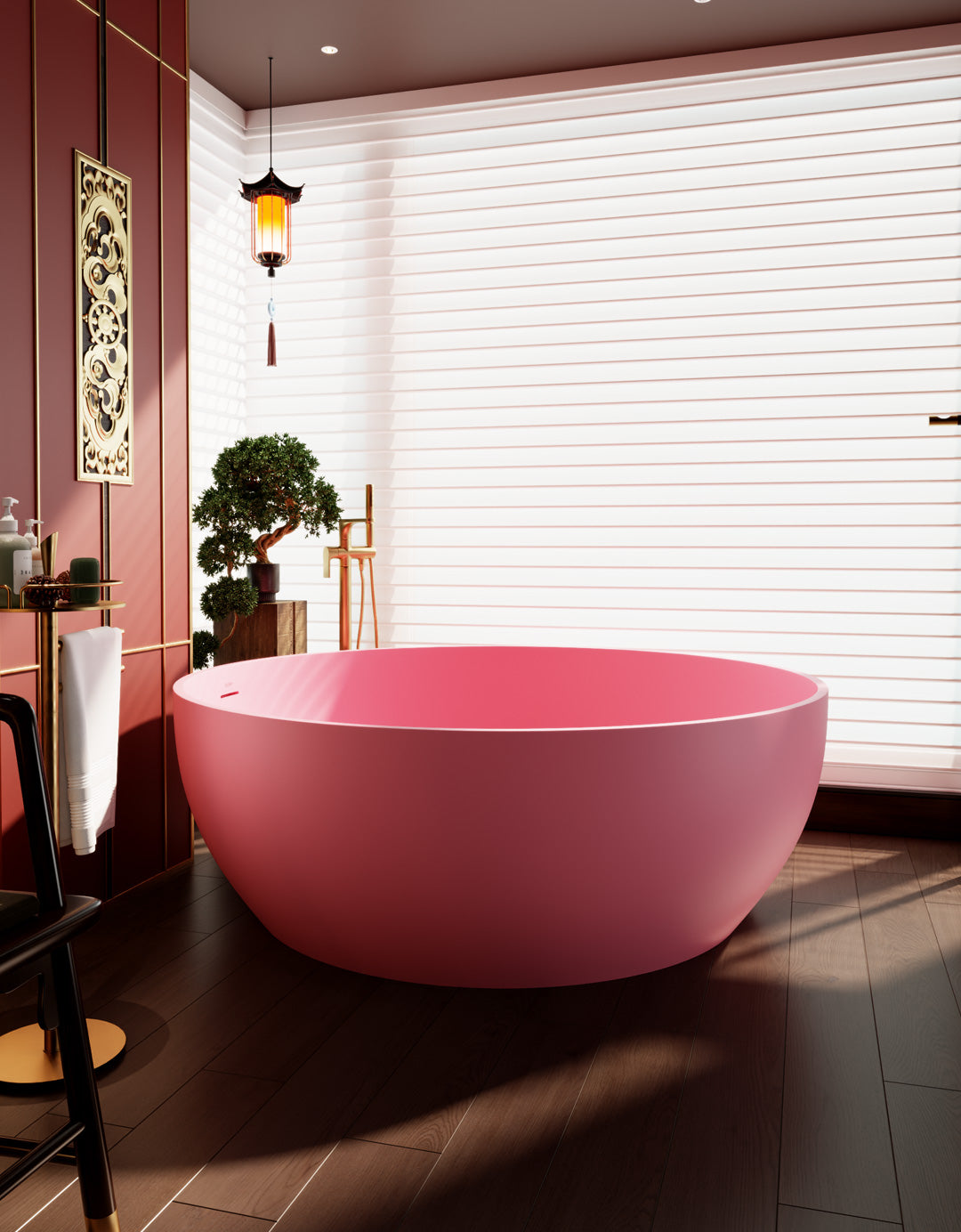 Modern Round Stone Resin Freestanding Bathtub | Premium Custom Design, Luxurious Soaking Experience