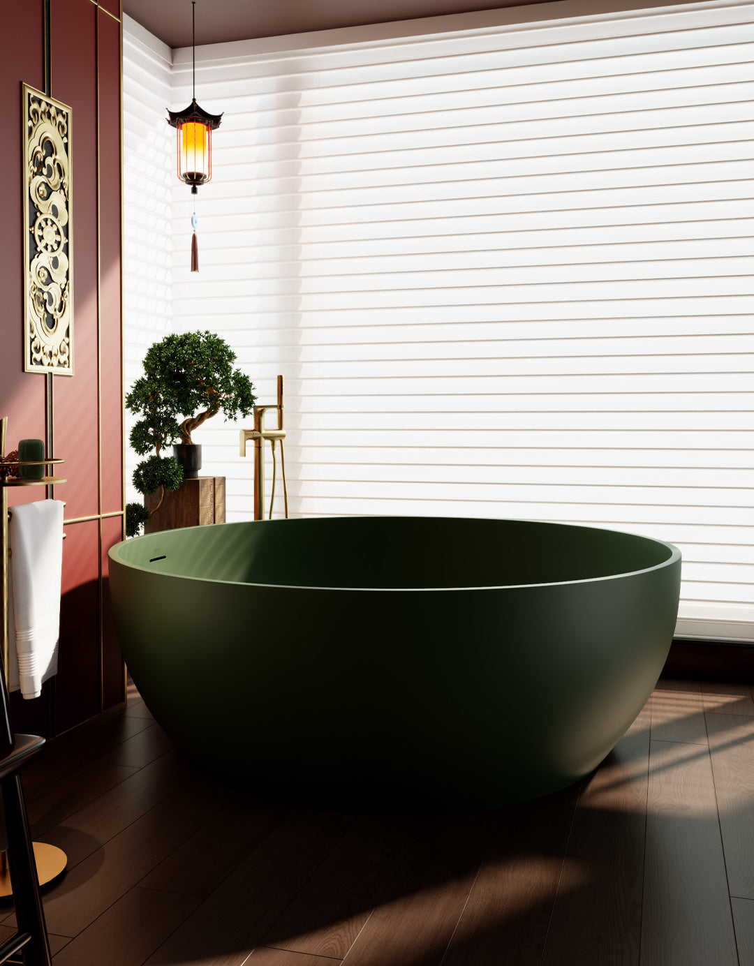 Modern Round Stone Resin Freestanding Bathtub | Premium Custom Design, Luxurious Soaking Experience