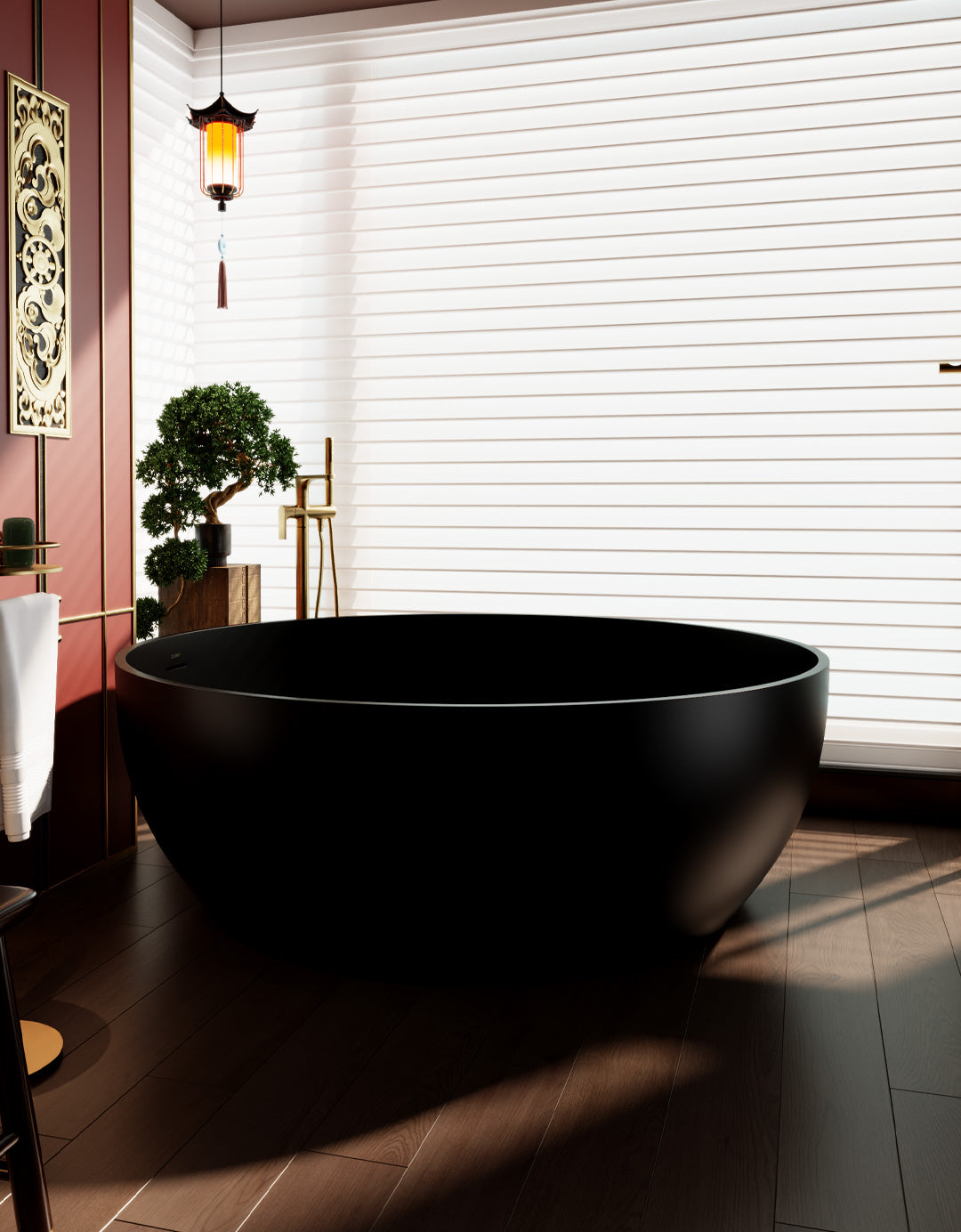 Modern Round Stone Resin Freestanding Bathtub | Premium Custom Design, Luxurious Soaking Experience