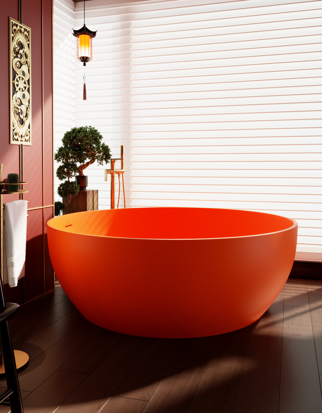 Modern Round Stone Resin Freestanding Bathtub | Premium Custom Design, Luxurious Soaking Experience