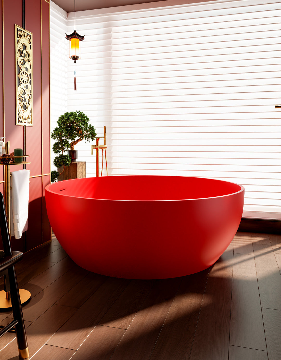 Modern Round Stone Resin Freestanding Bathtub | Premium Custom Design, Luxurious Soaking Experience