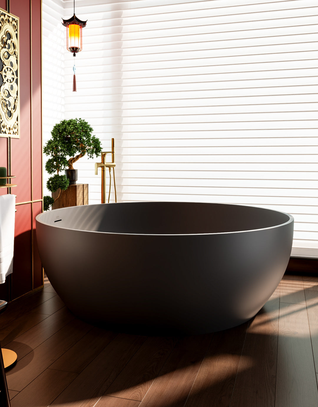 Modern Round Stone Resin Freestanding Bathtub | Premium Custom Design, Luxurious Soaking Experience