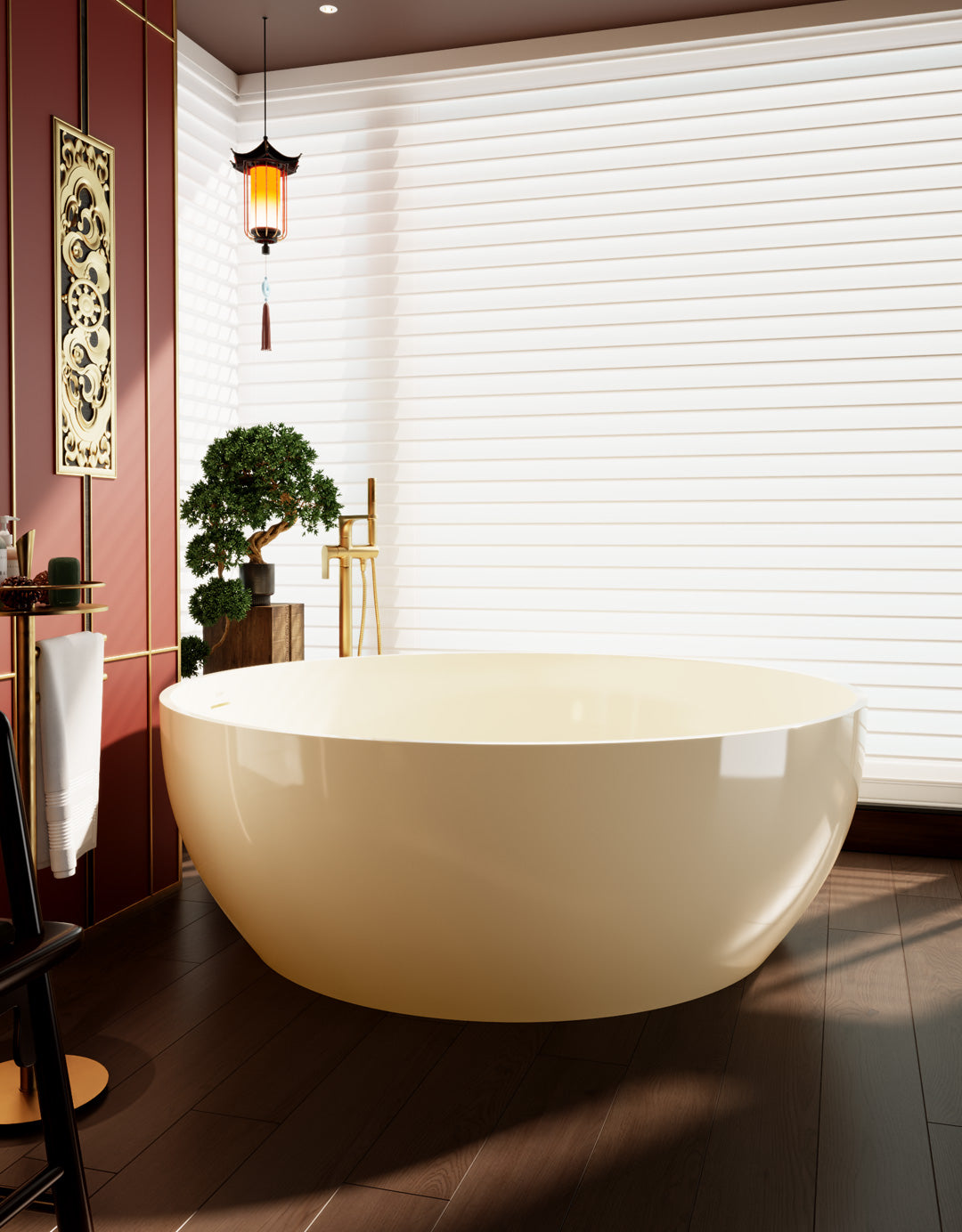 Modern Round Stone Resin Freestanding Bathtub | Premium Custom Design, Luxurious Soaking Experience