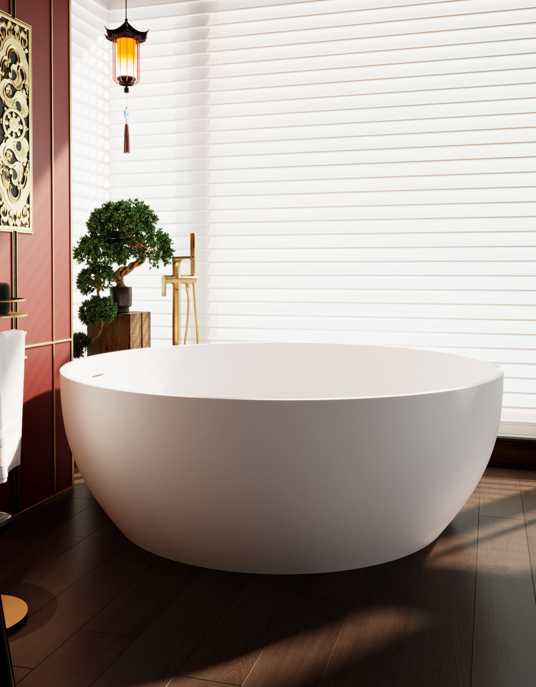 Modern Round Stone Resin Freestanding Bathtub | Premium Custom Design, Luxurious Soaking Experience