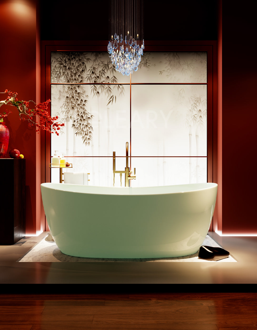 Modern Deep Oval Freestanding Matte White Stone Resin Japanese Soaking Bathtub