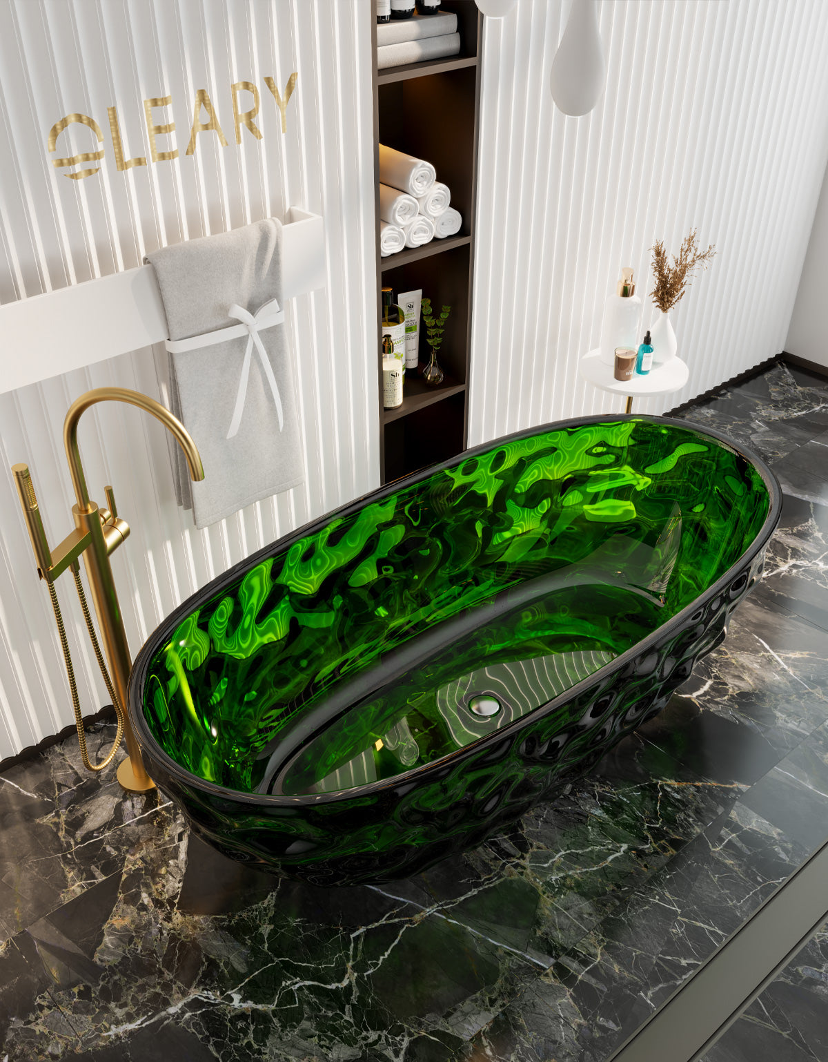 67 Inch Oval Transparent Freestanding Bathtub | Luxury Crystal Texture for a Dreamy Bathroom