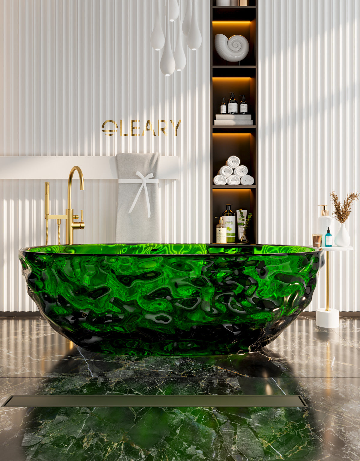 67 Inch Oval Transparent Freestanding Bathtub | Luxury Crystal Texture for a Dreamy Bathroom