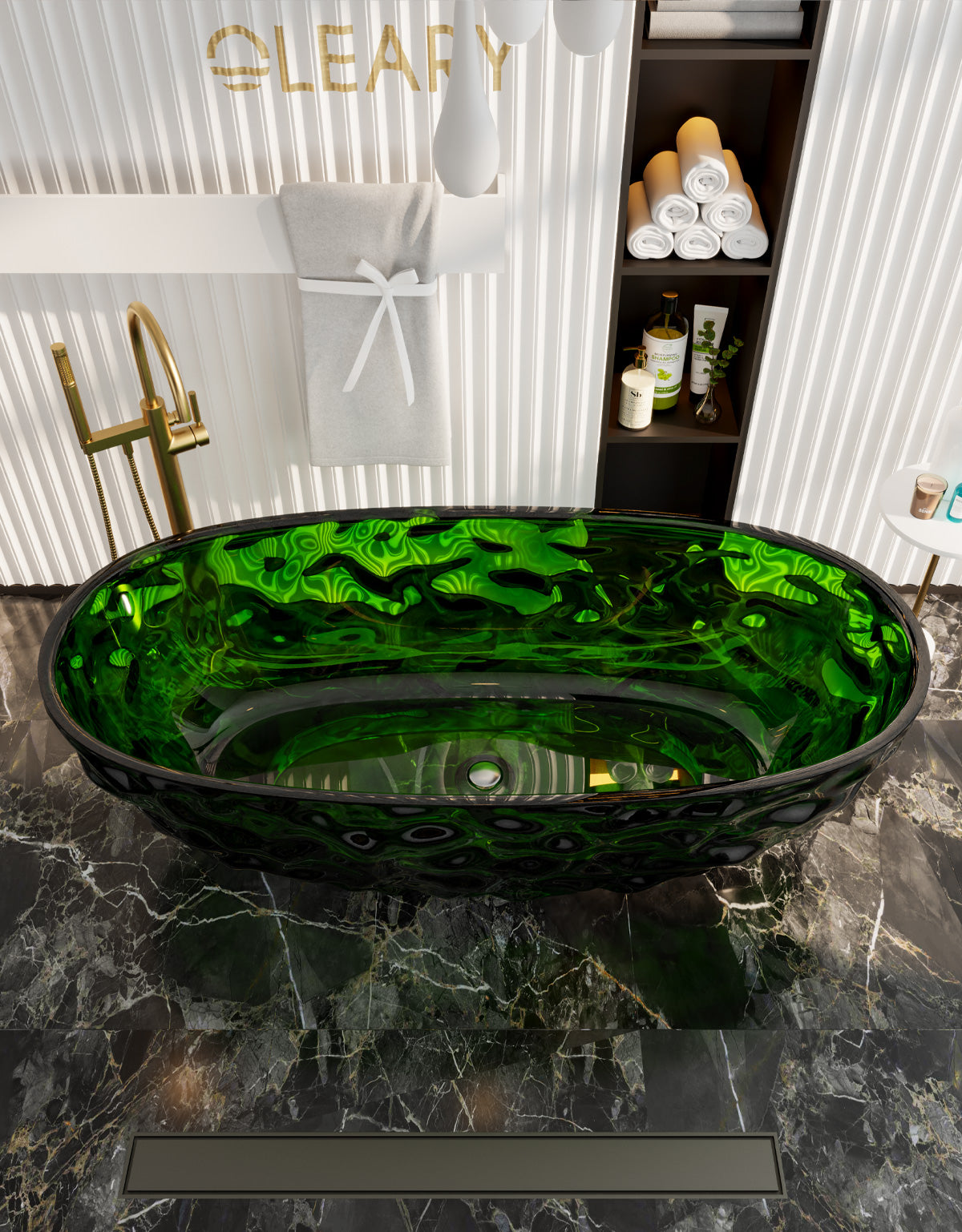 67 Inch Oval Transparent Freestanding Bathtub | Luxury Crystal Texture for a Dreamy Bathroom