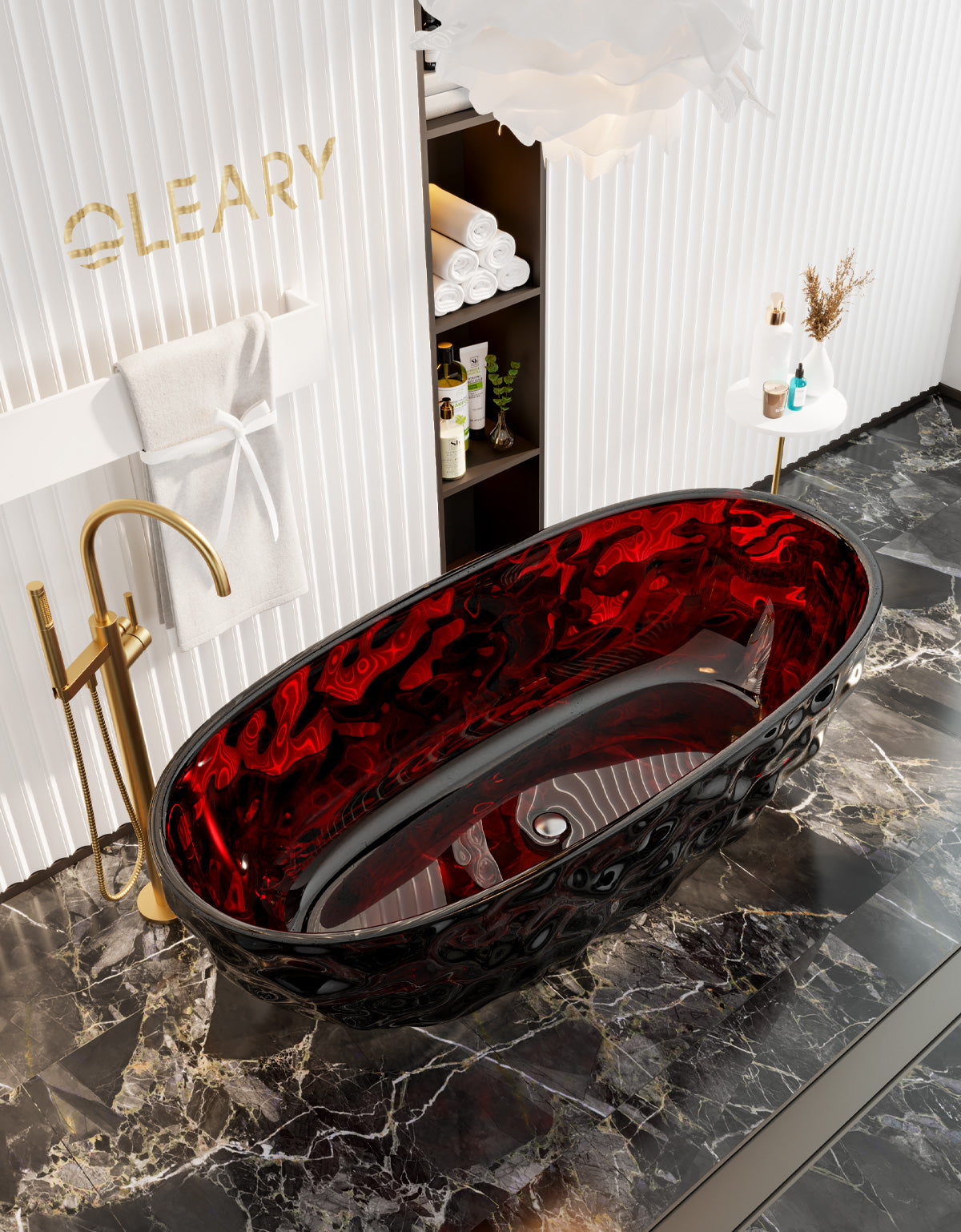 67 Inch Oval Transparent Freestanding Bathtub | Luxury Crystal Texture for a Dreamy Bathroom