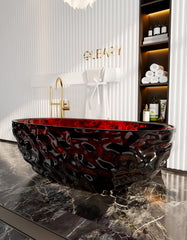 67 Inch Oval Transparent Freestanding Bathtub | Luxury Crystal Texture for a Dreamy Bathroom