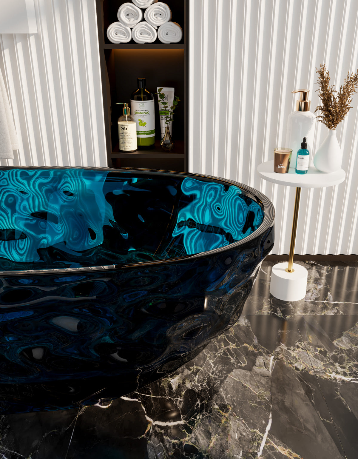 67 Inch Oval Transparent Freestanding Bathtub | Luxury Crystal Texture for a Dreamy Bathroom