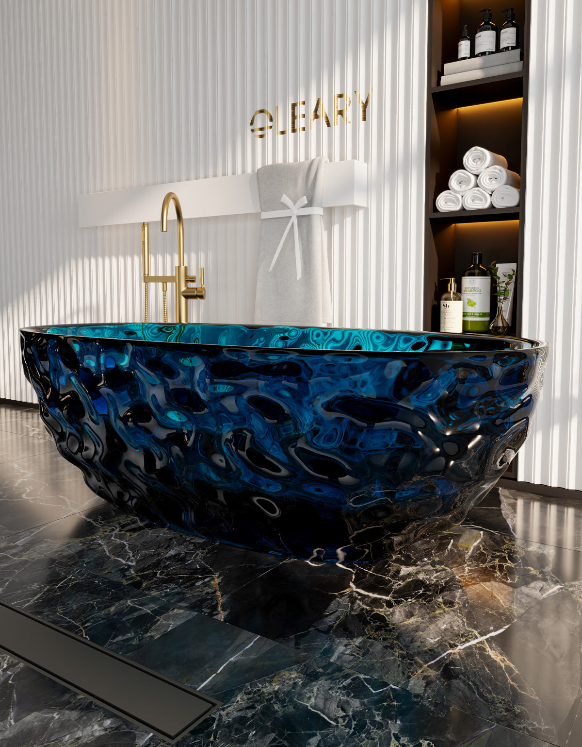 67 Inch Oval Transparent Freestanding Bathtub | Luxury Crystal Texture for a Dreamy Bathroom