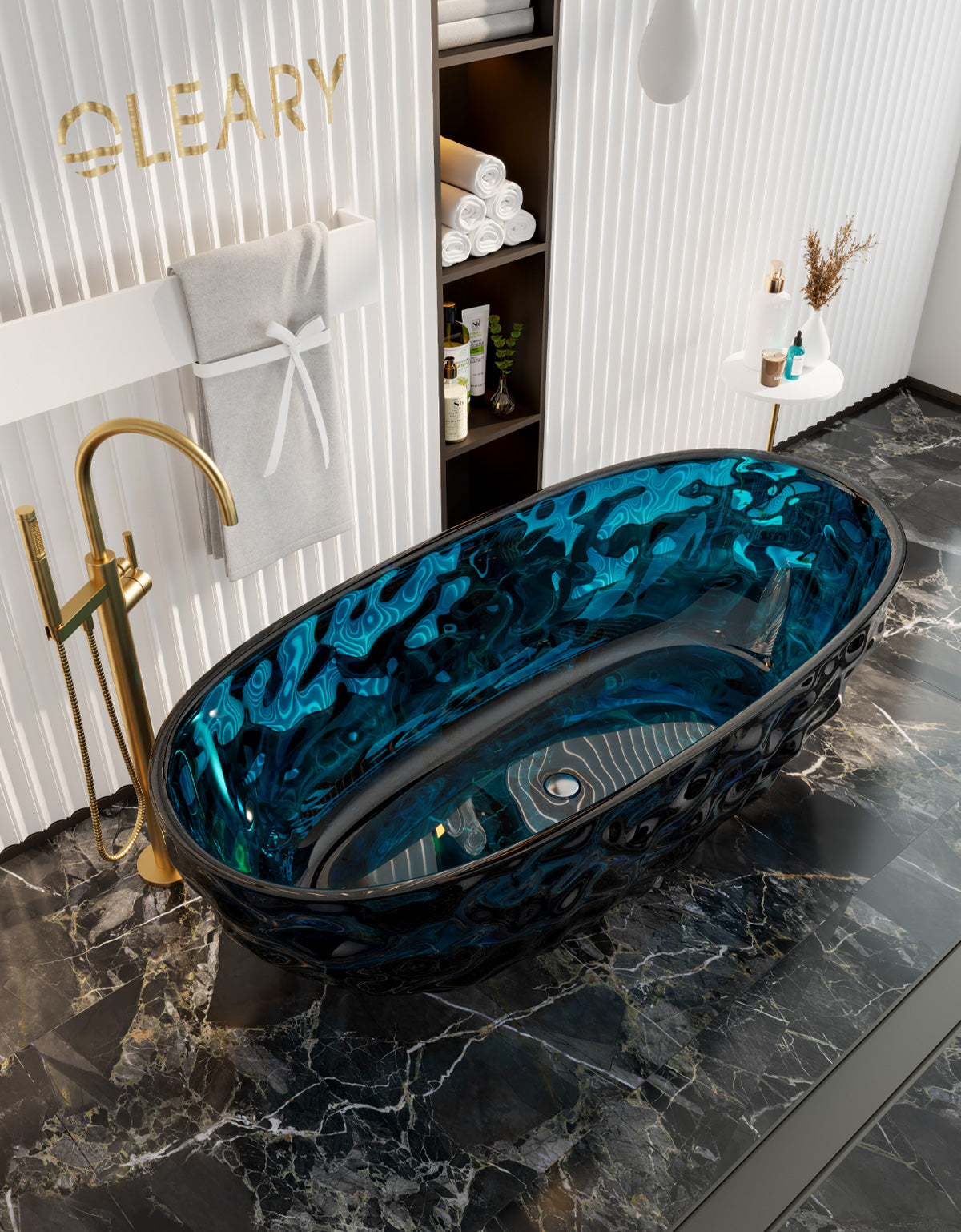 67 Inch Oval Transparent Freestanding Bathtub | Luxury Crystal Texture for a Dreamy Bathroom