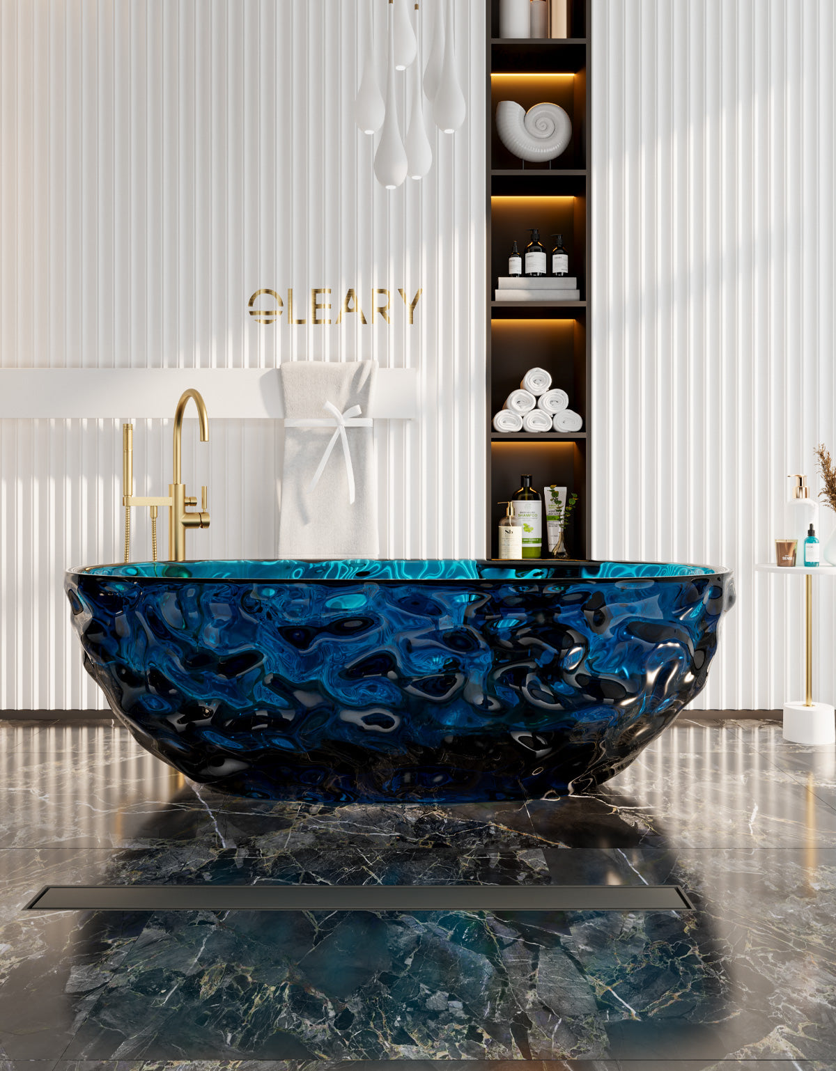 67 Inch Oval Transparent Freestanding Bathtub | Luxury Crystal Texture for a Dreamy Bathroom